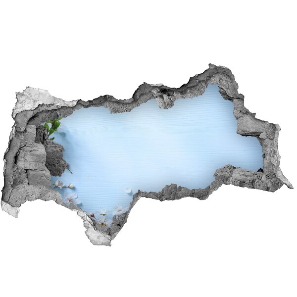 Vinilo adhesivo boquete en la pared rota Cielo azul detrás del muro en ruinas