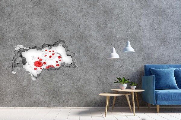 Pegatina decorativa agujero en la pared 3d Explosión de frambuesa en la leche