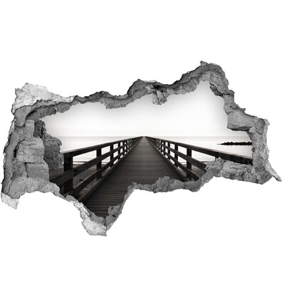 Pegatina decorativa agujero en la pared 3d Muelle junto al mar