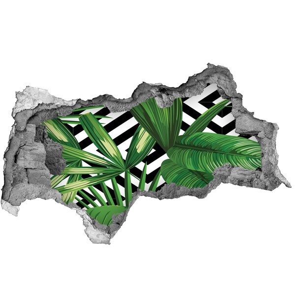 Vinilo efecto 3d pared rota irregular Paraíso tropical detrás del muro
