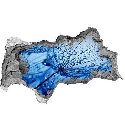 Vinilo efecto 3d pared rota irregular Gotas de agua sobre una delicada flor.