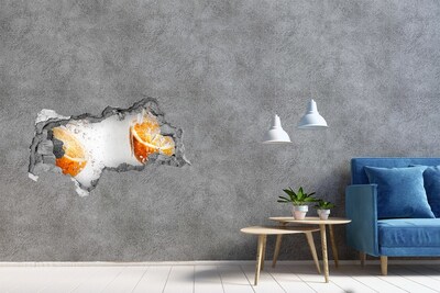 Fotomural autoadhesivo efecto agujero 3d Una refrescante vista cítrica