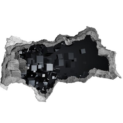 Dziura 3d fototapeta naklejka Czarne sześciany w przestrzeni 3D