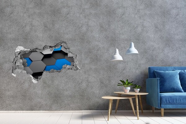 Vinilo efecto 3d pared rota irregular Hexágonos modernos en la pared