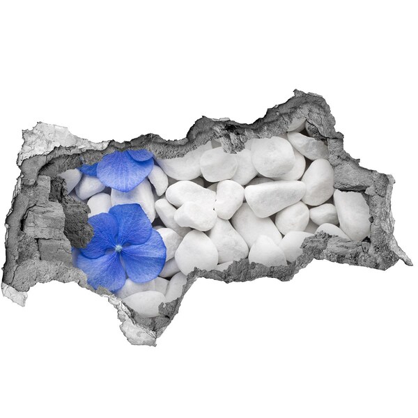 Vinilo adhesivo boquete en la pared rota Guijarros de playa con acento azul