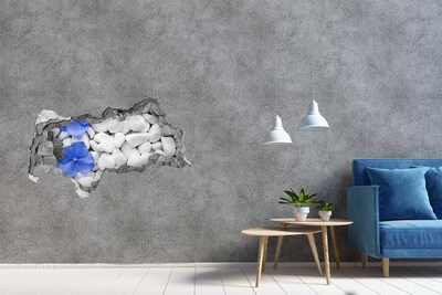 Vinilo adhesivo boquete en la pared rota Guijarros de playa con acento azul