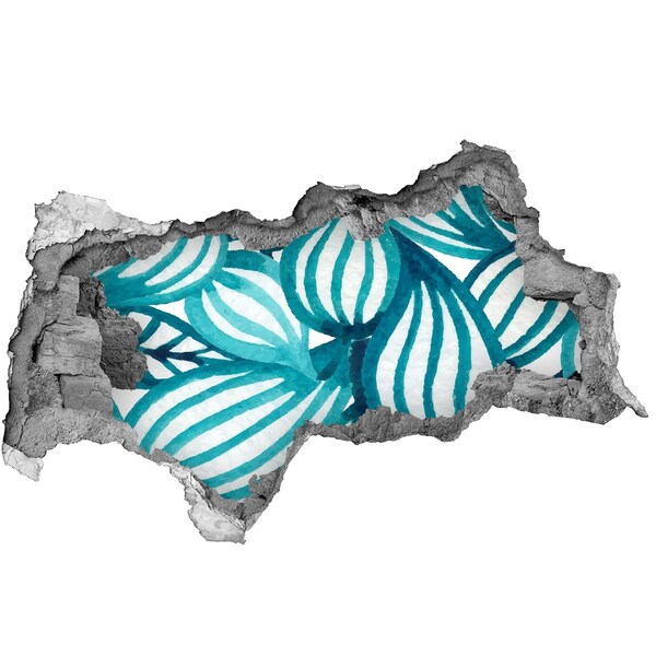 Vinilo adhesivo boquete en la pared rota Hojas tropicales en un agujero en la pared.