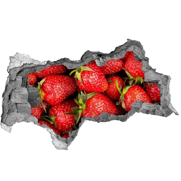 Pegatina decorativa agujero en la pared 3d Fresas dulces en hormigón