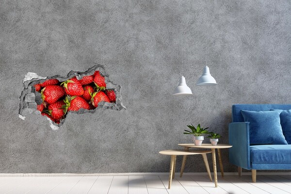 Pegatina decorativa agujero en la pared 3d Fresas dulces en hormigón