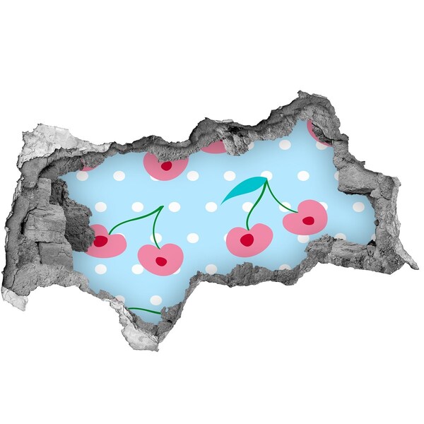 Vinilo efecto 3d pared rota irregular Patrón de frutas sobre un fondo azul