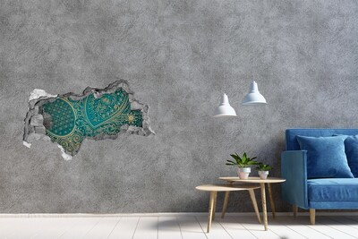 Pegatina decorativa agujero en la pared 3d Patrón boho verde