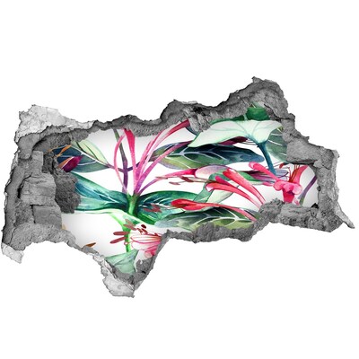 Fotomural autoadhesivo efecto agujero 3d Jardín de flores detrás del muro