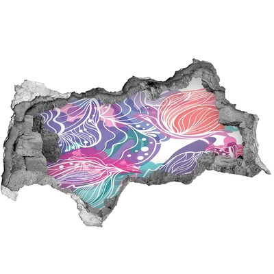 Okleina 3D dziura na ścianę Kwiatowe wzory w dziurze w ścianie