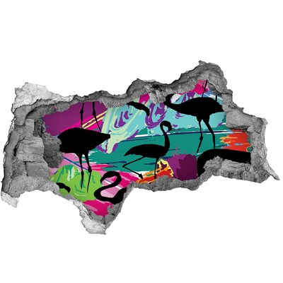 Vinilo adhesivo boquete en la pared rota Flamencos en una playa tropical