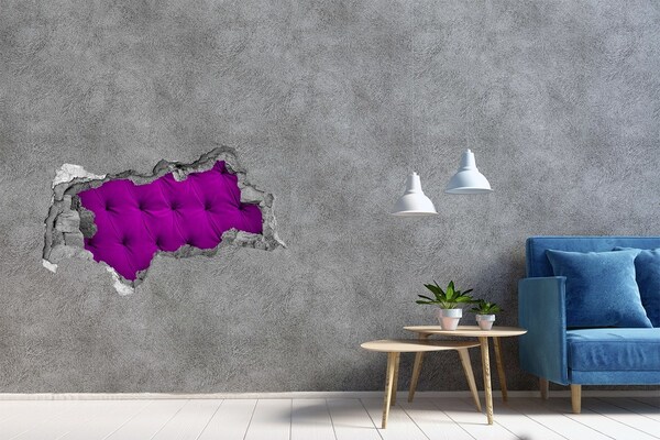 Vinilo efecto 3d pared rota irregular Papel pintado fucsia en un agujero en la pared