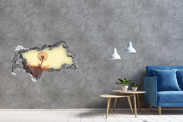 Pegatina decorativa agujero en la pared 3d Una flor bajo los rayos del sol.