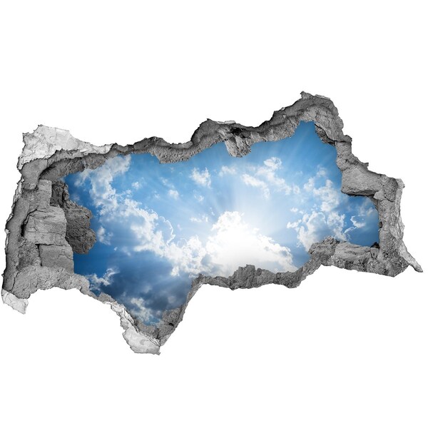 Vinilo efecto 3d pared rota irregular Cielo con rayos de sol