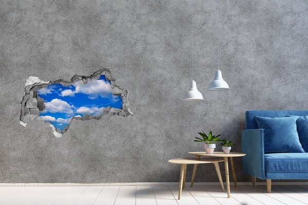 Vinilo adhesivo boquete en la pared rota Cielo azul con nubes