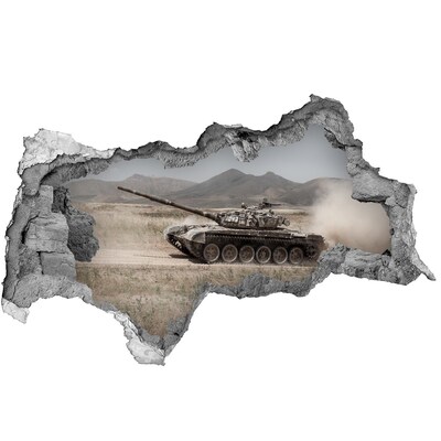 Fotomural autoadhesivo efecto agujero 3d Tanque en acción