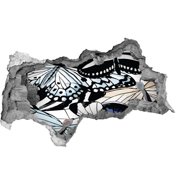 Dziura 3d foto tapeta naklejka Motyle w kolorowej kompozycji