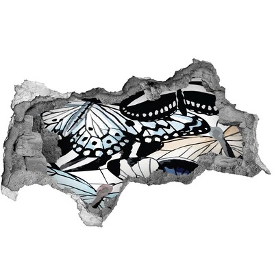Fotomural autoadhesivo efecto agujero 3d Mariposas en una composición colorida.