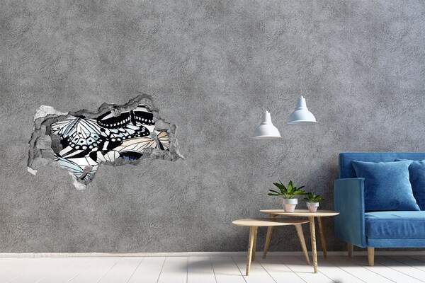 Dziura 3d foto tapeta naklejka Motyle w kolorowej kompozycji