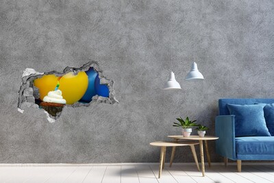 Vinilo efecto 3d pared rota irregular Sorpresa de cumpleaños