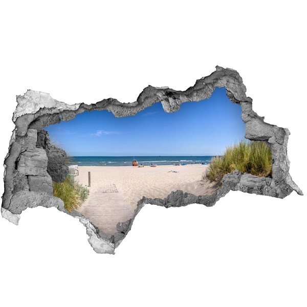 Pegatina decorativa agujero en la pared 3d Playa junto al mar