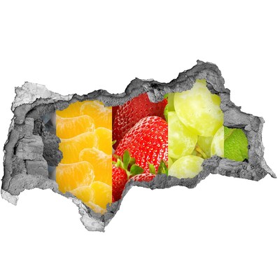 Fotomural autoadhesivo efecto agujero 3d El paraíso de las frutas detrás del muro