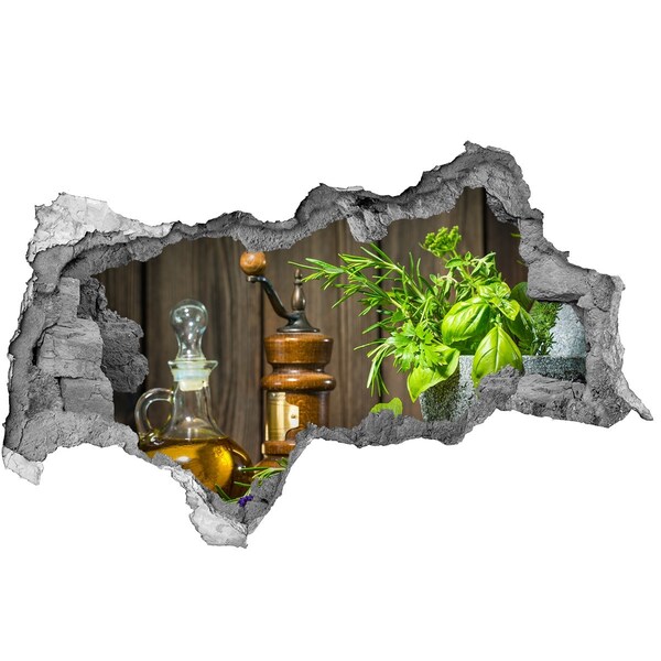 Vinilo adhesivo boquete en la pared rota Rincón de hierbas en la cocina