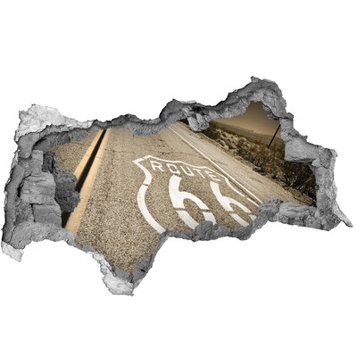 Fotomural autoadhesivo efecto agujero 3d Ruta 66 en hormigón