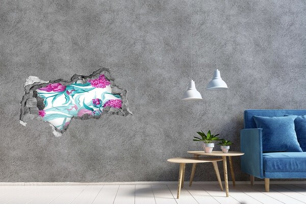 Pegatina decorativa agujero en la pared 3d Jardín de flores detrás del muro