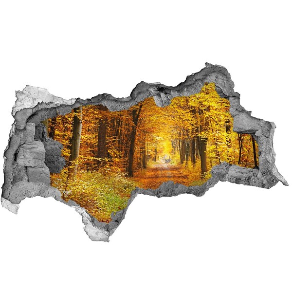 Fotomural autoadhesivo efecto agujero 3d Callejón de otoño en el bosque