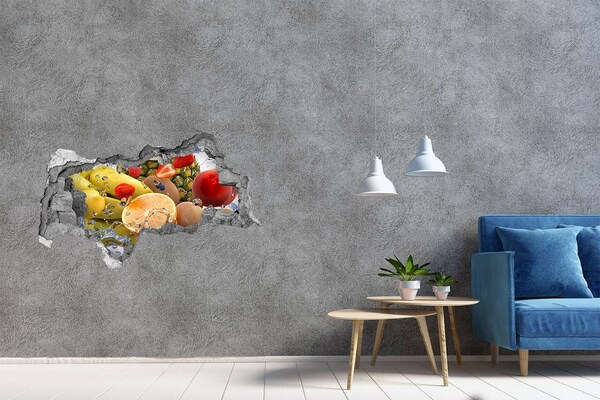 Vinilo adhesivo boquete en la pared rota El paraíso de las frutas detrás del muro