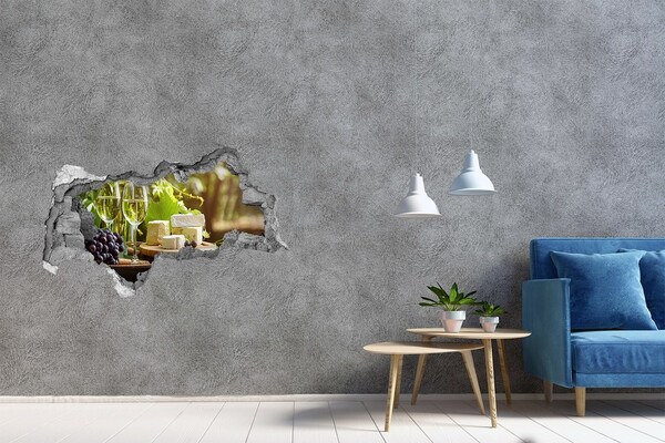 Vinilo adhesivo boquete en la pared rota Los placeres del queso bajo el sol