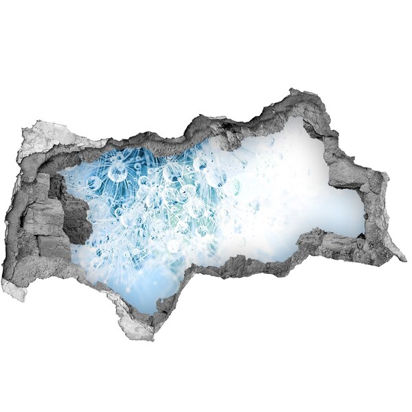Fotomural autoadhesivo efecto agujero 3d Dientes de león en azul