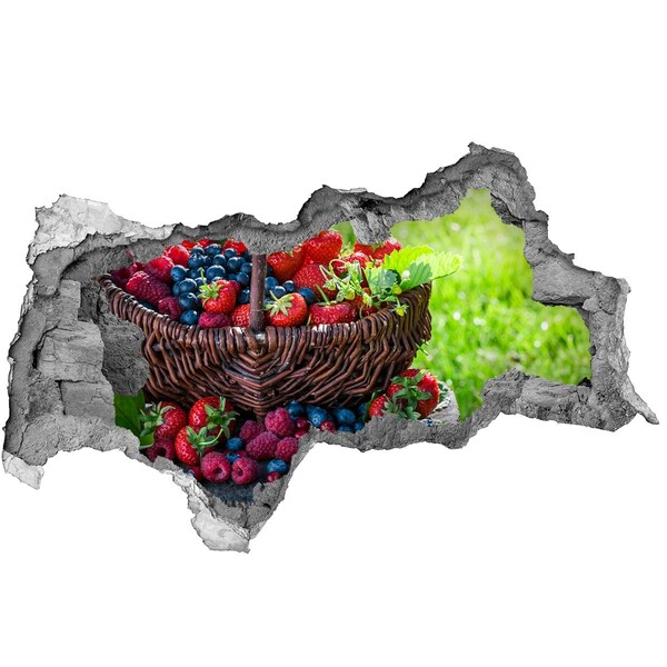 Fotomural autoadhesivo efecto agujero 3d Una cesta llena de frutos del bosque