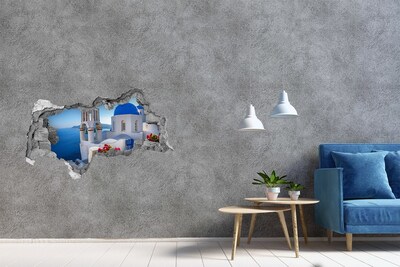 Vinilo efecto 3d pared rota irregular Santorini en pleno esplendor