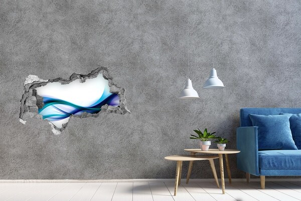 Pegatina decorativa agujero en la pared 3d Una ola en un agujero de hormigón