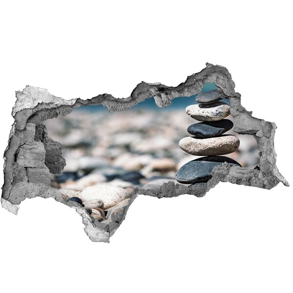 Fotomural autoadhesivo efecto agujero 3d Piedras en la playa