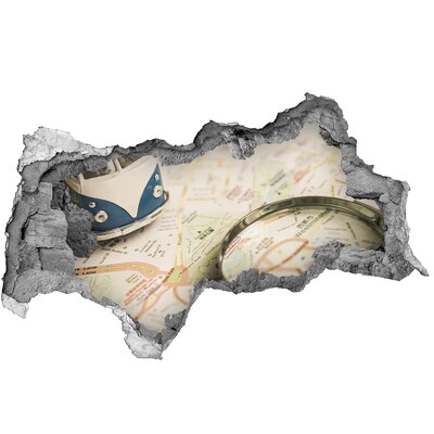 Samoprzylepna dziura na ścianę Mapa z lupą w dziurze w ścianie