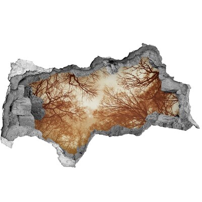 Pegatina decorativa agujero en la pared 3d Reflejo de árboles en un muro en ruinas