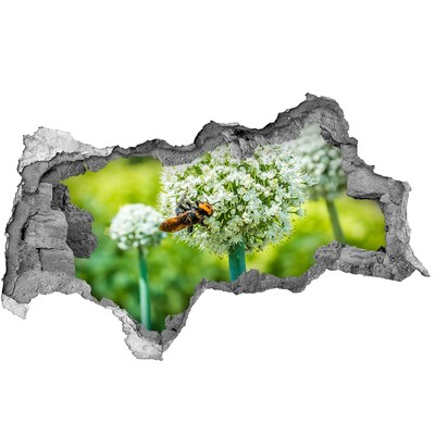 Vinilo adhesivo boquete en la pared rota Prado de flores con una abeja