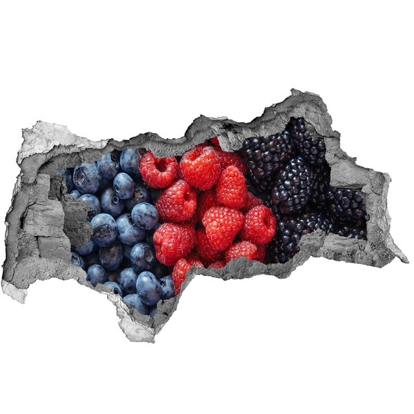 Fotomural autoadhesivo efecto agujero 3d Paraíso de frutas en la pared