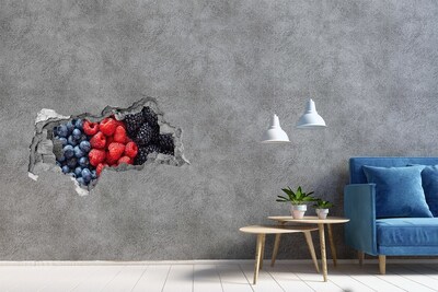 Fotomural autoadhesivo efecto agujero 3d Paraíso de frutas en la pared