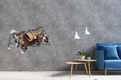 Pegatina decorativa agujero en la pared 3d Café en una pared en ruinas