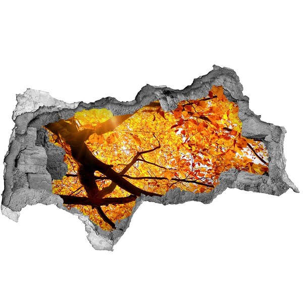 Pegatina decorativa agujero en la pared 3d Otoño dorado tras el muro
