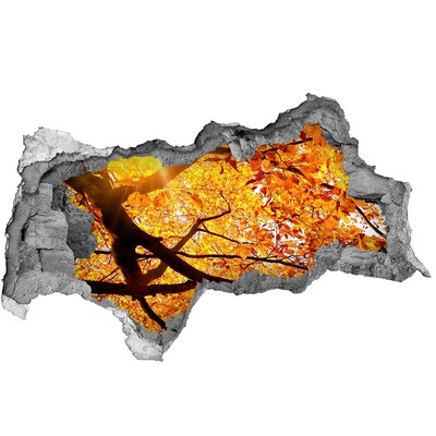 Pegatina decorativa agujero en la pared 3d Otoño dorado tras el muro