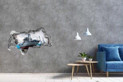 Vinilo efecto 3d pared rota irregular Un barco en el astillero