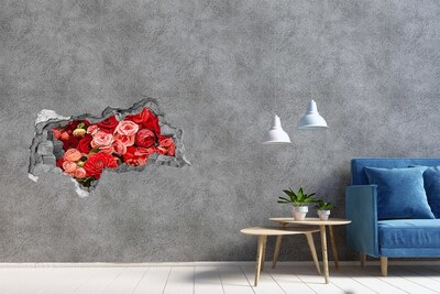 Vinilo efecto 3d pared rota irregular Explosión floral en hormigón